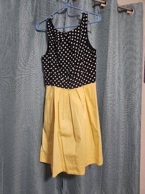 Corey P. Colorblock Pleated Dress w/ Polka Dots- Size 12